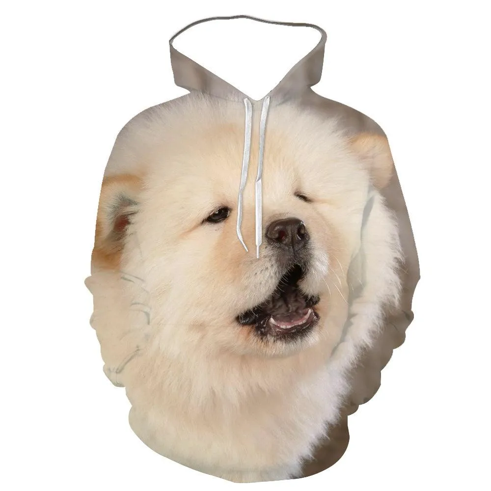 HX Jesus Chow Chow Hoodies 3D Graphic Animals Dogs Hoodie Fashion Pets Pocket Sweatshirts Pullovers Harajuku Streetwear