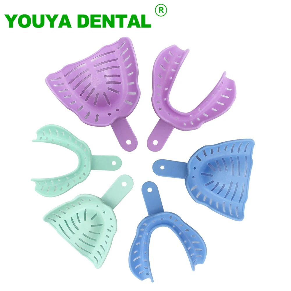 6pcs/set Dental Impression Tray Colorful Teeth Holder Plastic  Plaster Mold Tray Dentistry Laboratory Materials Oral Care Tools