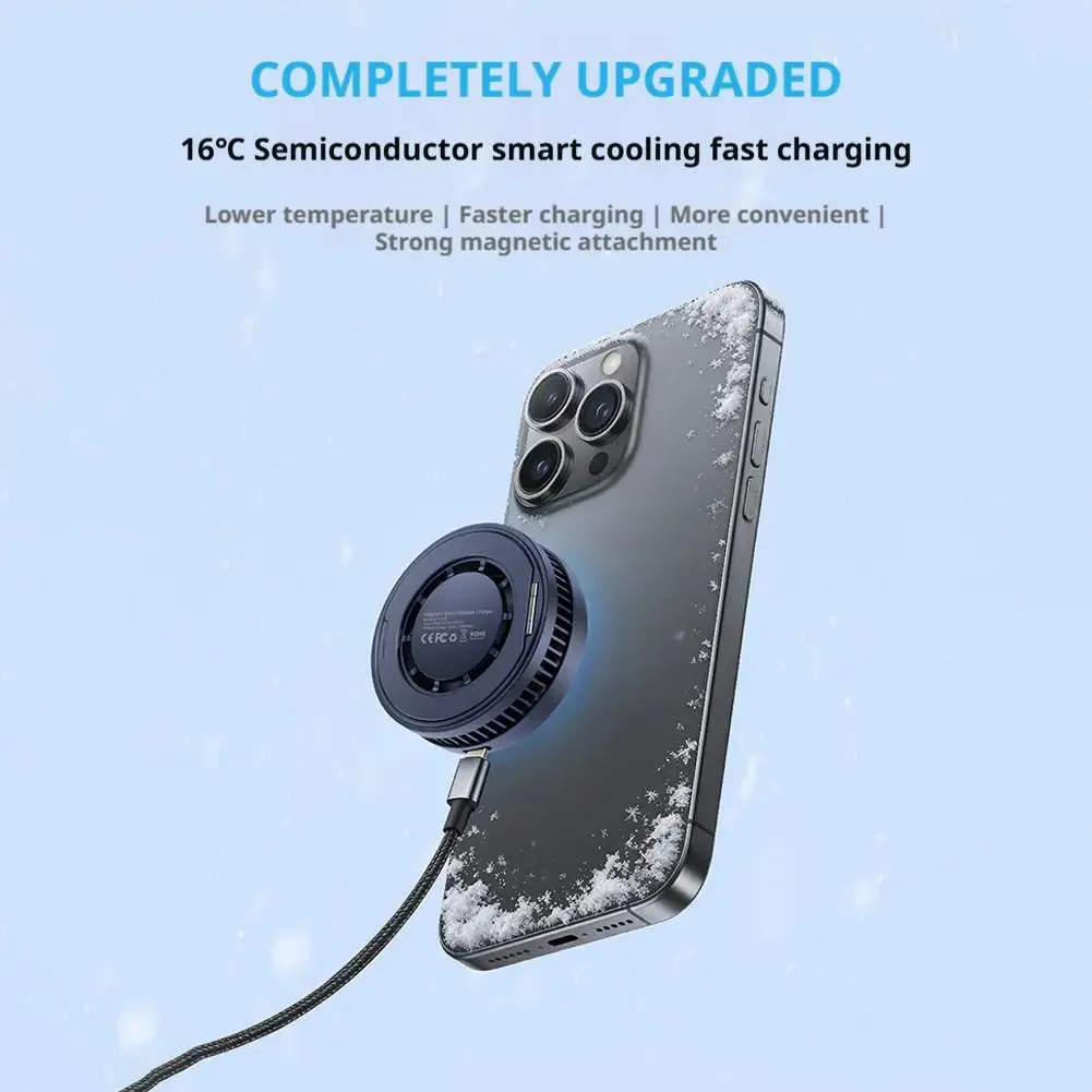 25W Magnetic Wireless Charger Phone Cooler Active Refrigeration Radiator Magnet Fast Charging Stand For iPhone Xiaomi