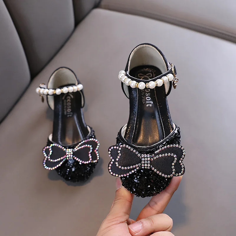 

Girl Leather Shoes Autumn New Kid Dress Shoe for Wedding Party Bling Glitter Flat Sandals Fashion Children Princess Causal Shoes