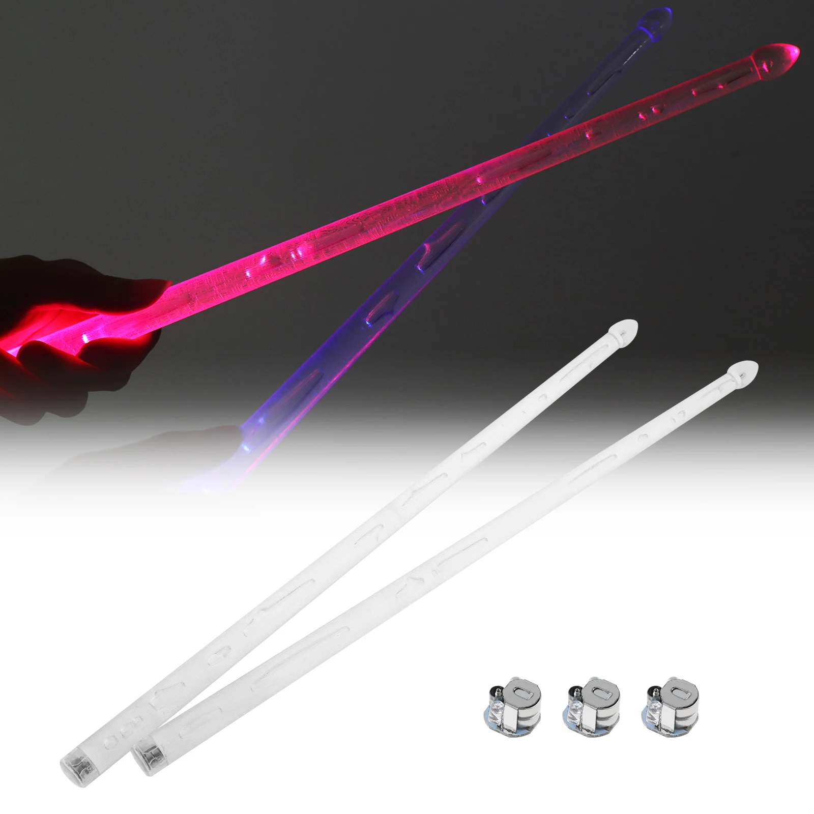 5A Flashing Drumsticks with 3 pcs Flashing Lamp Beads Double Flash LED Jazz Drumsticks