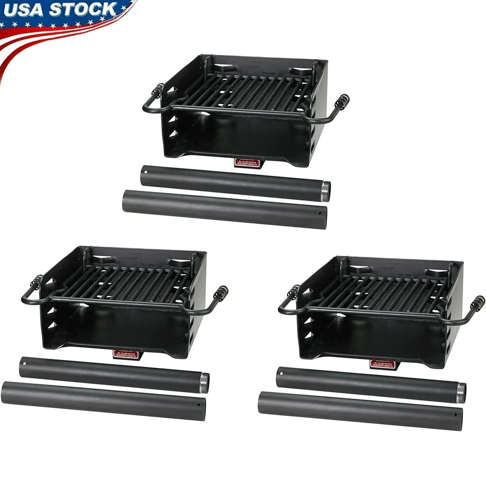 

Heavy Duty Steel Charcoal Grill Outdoor BBQ 360 Degree Swivel Cooking Grate Adjustable Cooking Surface Park Style Camping