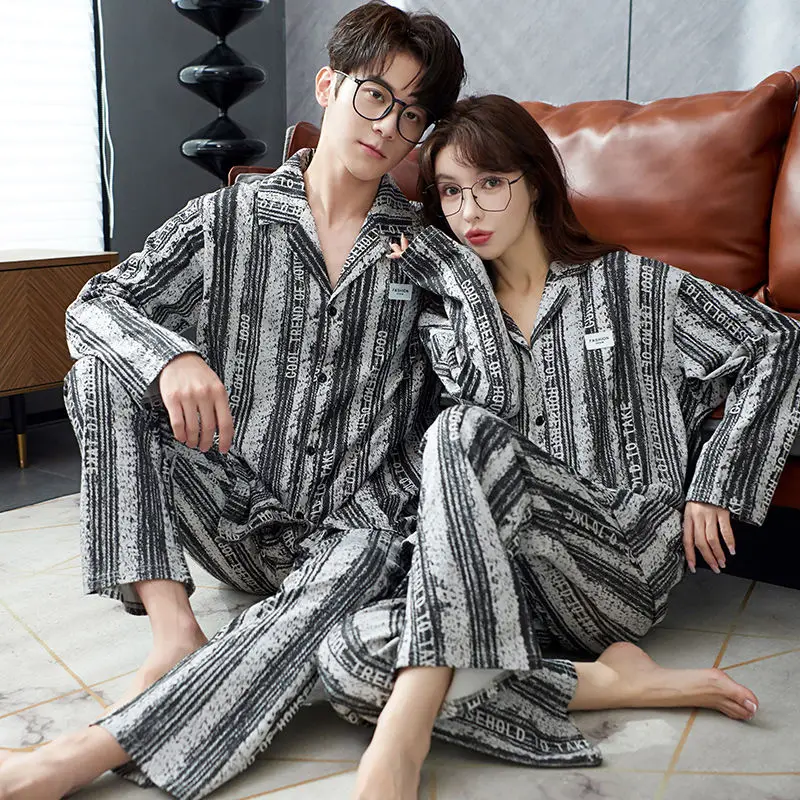 Pajamas for Couples Pajama man Sleepwear Long Sleeve Pijamas Women Pyjama Sets loungewear Casual Home Wear Family Pijamas