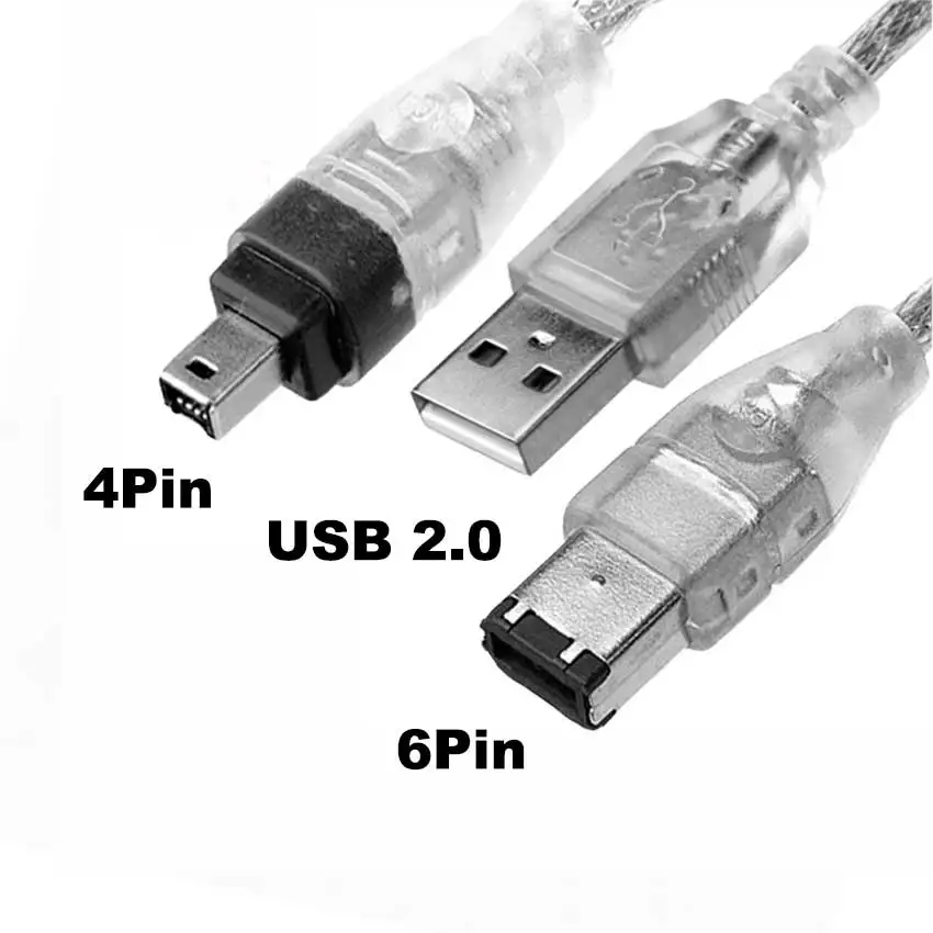 JCD For 1394 Firewire USB 4P 6P to 4Pin IEEE 1394 Connection Wire For Camcorder MINI DV HDV 1394 Camera Video Capture Data Cable