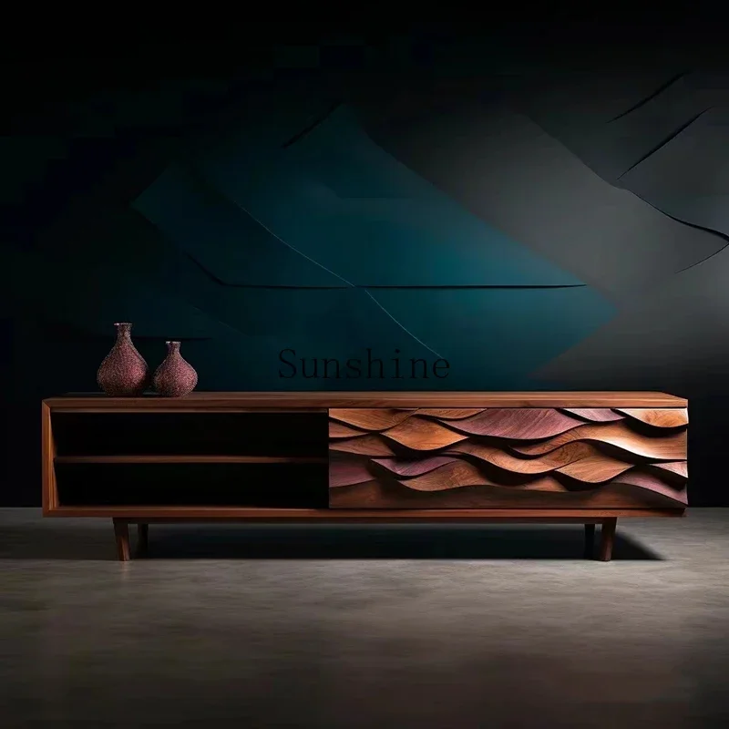 

Design retro TV cabinet floor-to-ceiling creative storage walnut high-end art furniture