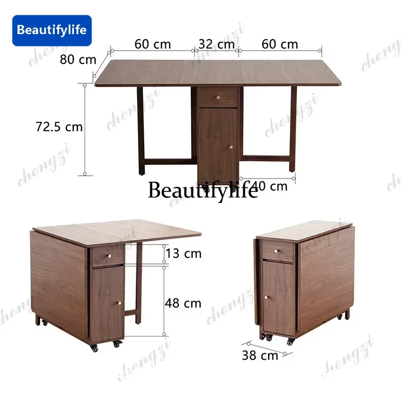 MM85 Extendable Drop Leaf Folding Dining Table with 2 Drawers and 4 Wheels for Living Room,Kitchen Farmhouse Space Saving Table