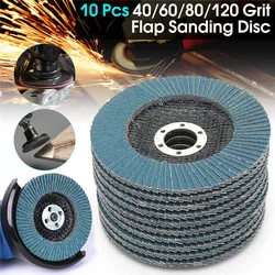 10pcs Flap Discs 125mm Angle Grinder Sanding Discs 40/60/80/120 Grinding Wheel Flap Discs Metal For Removal Abrasive Tool