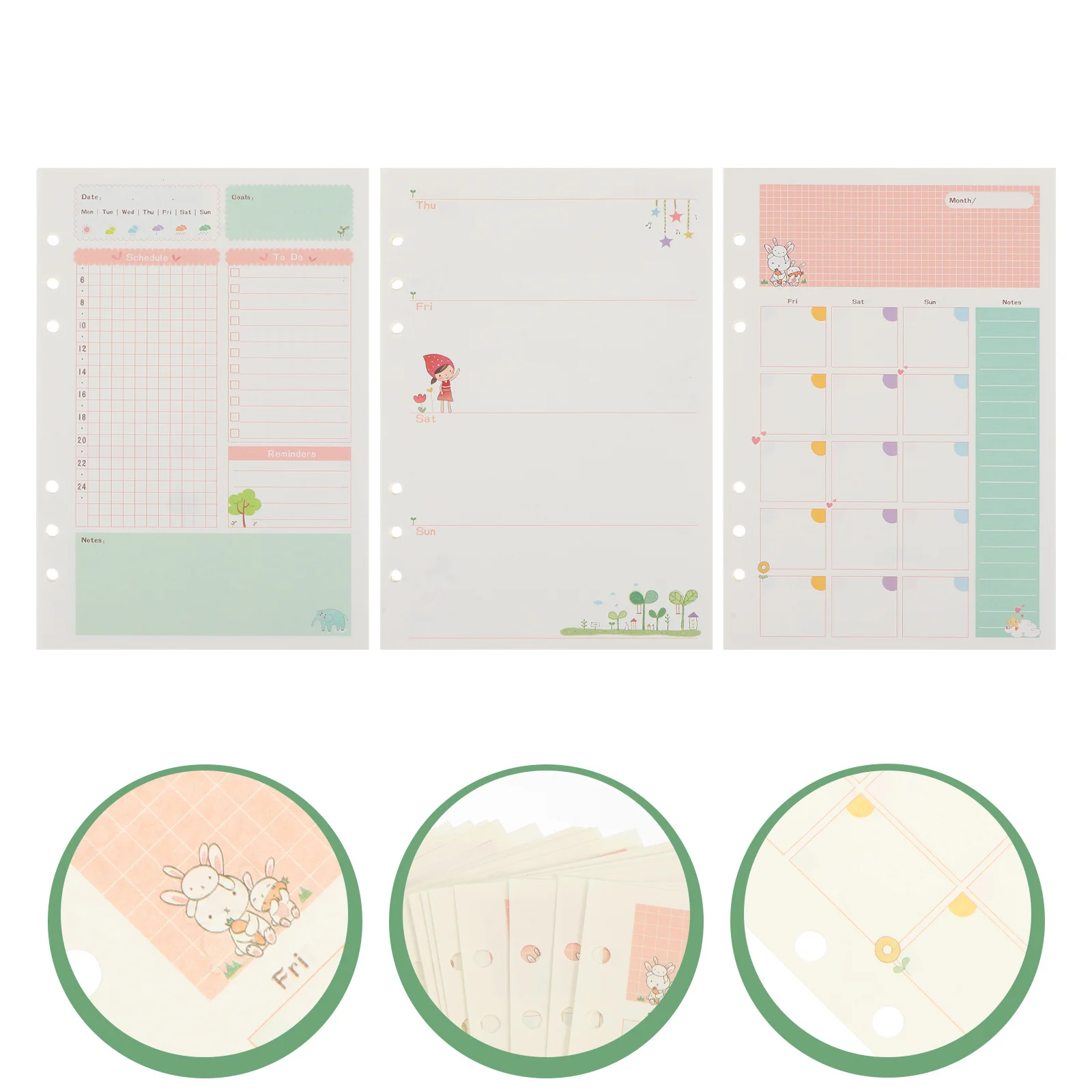 

3Pcs Monthly Weekly Daily Planner Refill Papers Thick Smooth Writing No Bleed for School Office Notebook Replacement