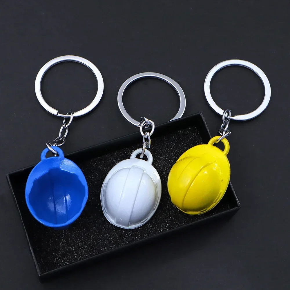Plastic Helmet Hard Hat Keychains Colorful 3D Mini Safety Helmet Keyring For Men Car Backpack Pendant Creative Engineer Gift