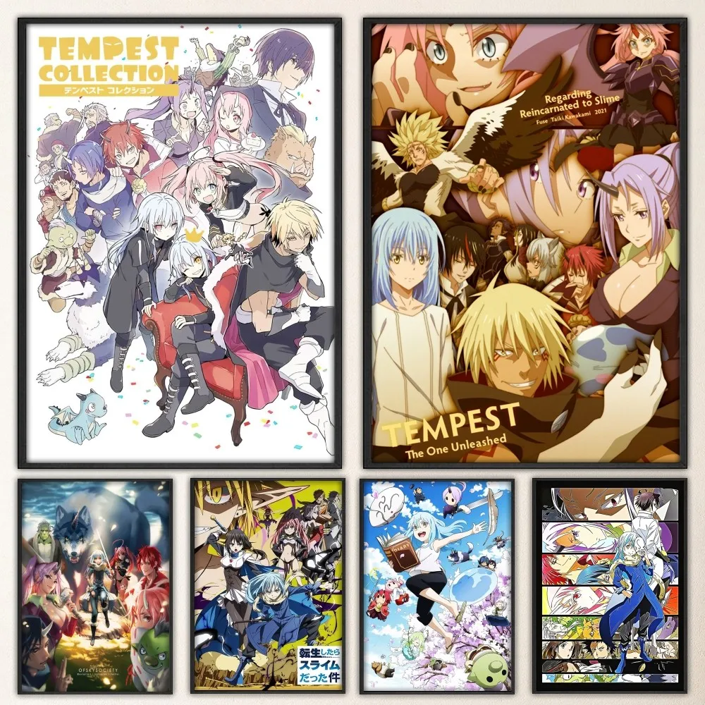 That Time I Got Reincarnated as a Slime Poster Fancy Poster Wall Sticker for Living Room Bar Vintage Decorative Painting Middle