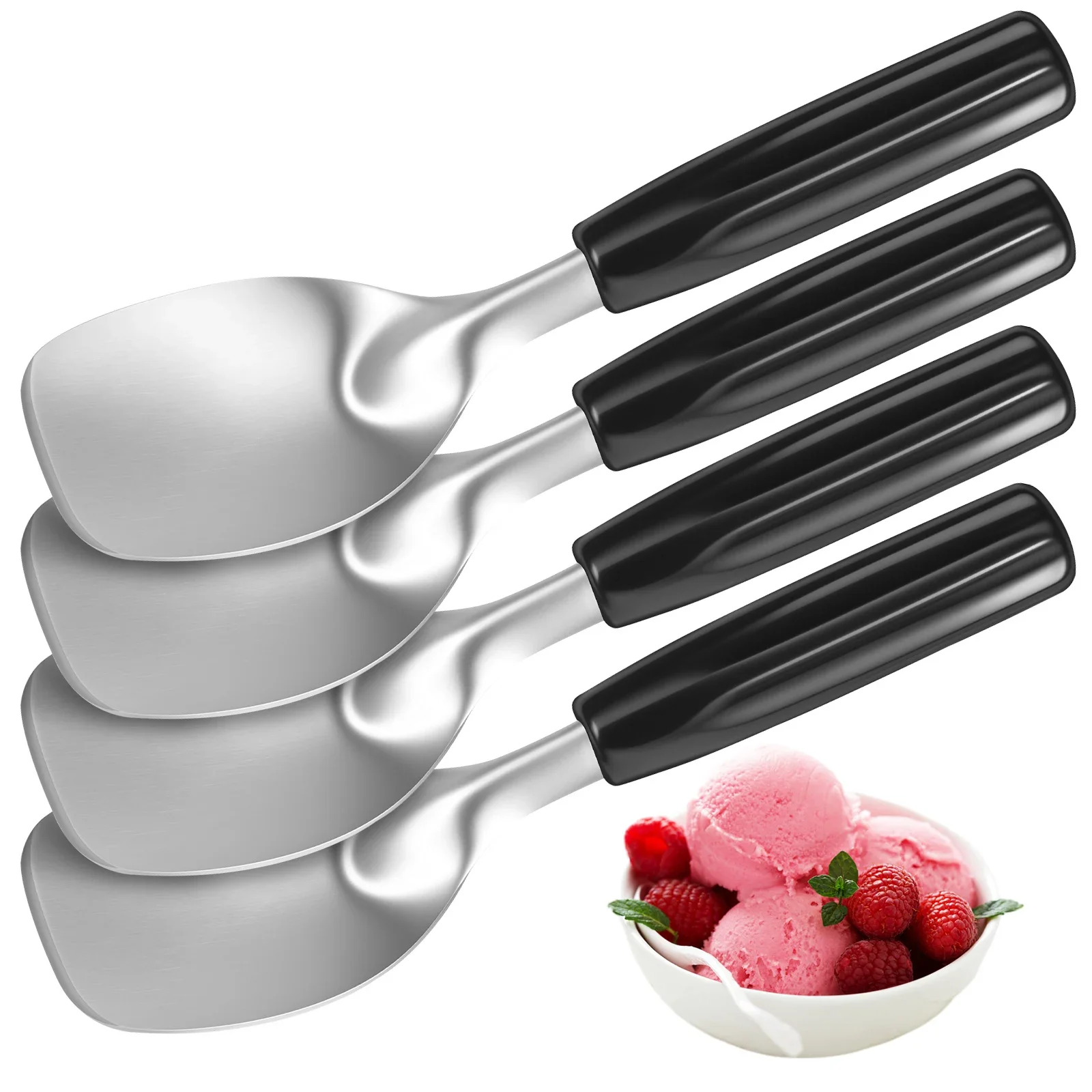 

4 Pcs Ice Cream Scoop Stainless Steel Flat Ice Cream Paddle with Non Slip Handle Dishwasher Safe for Ice-Cream Kitchen Tools