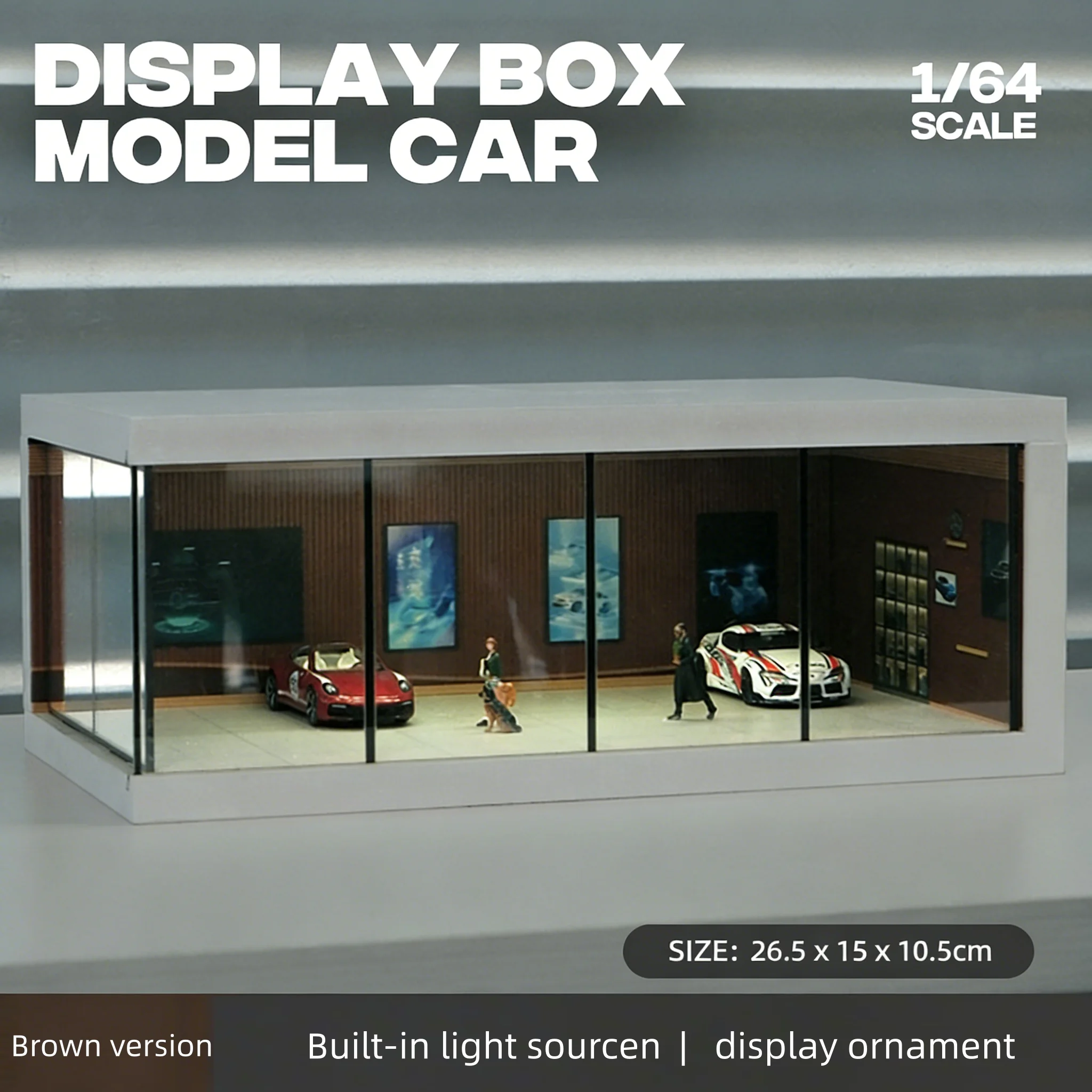 1/64 Scale Simulated Car Model Display Stand, Mini Acrylic Parking Lot Car Showroom with Lights,Gift(Cars & Figures EXCLUDED)