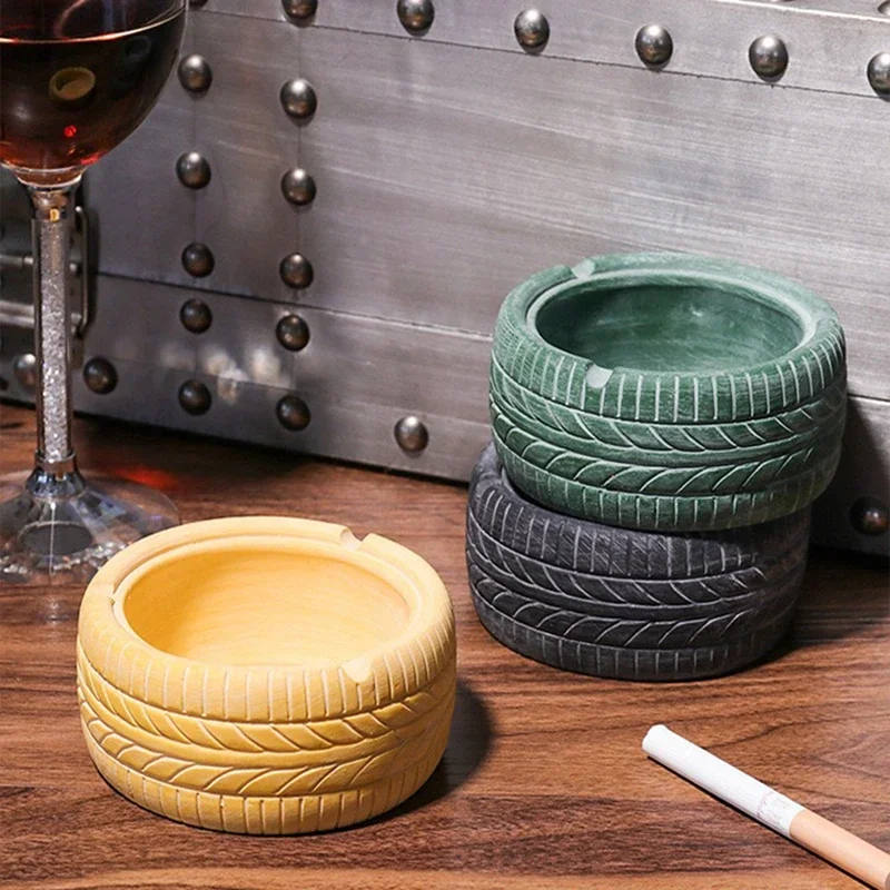 Personalized tire ashtray - resin wheel design, suitable for multiple scenarios, American retro decorative smoking accessories view 4