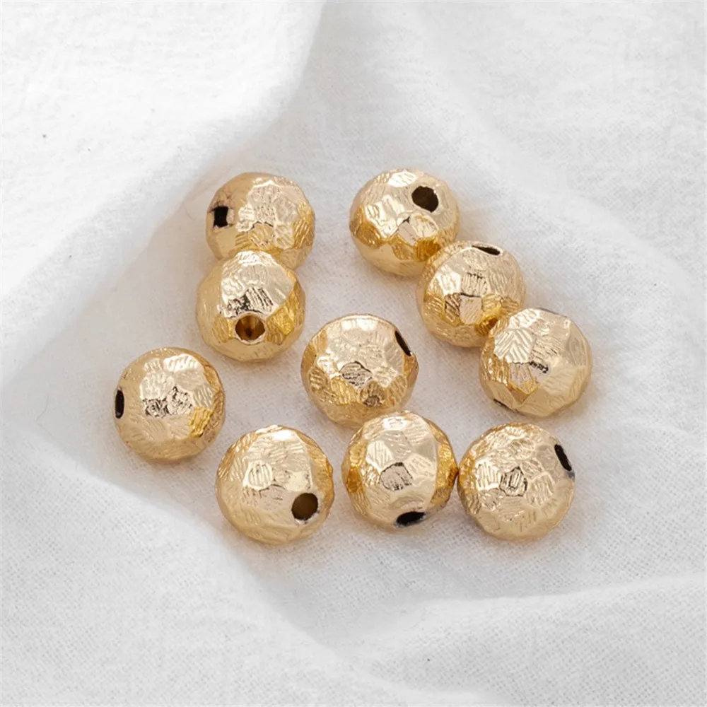 

1pcs 14K Gold-coated Thick Pattern Faceted Round Beads, DIY Bracelet, Necklace, Handmade Jewelry, Loose Beads with Beads, 10mm