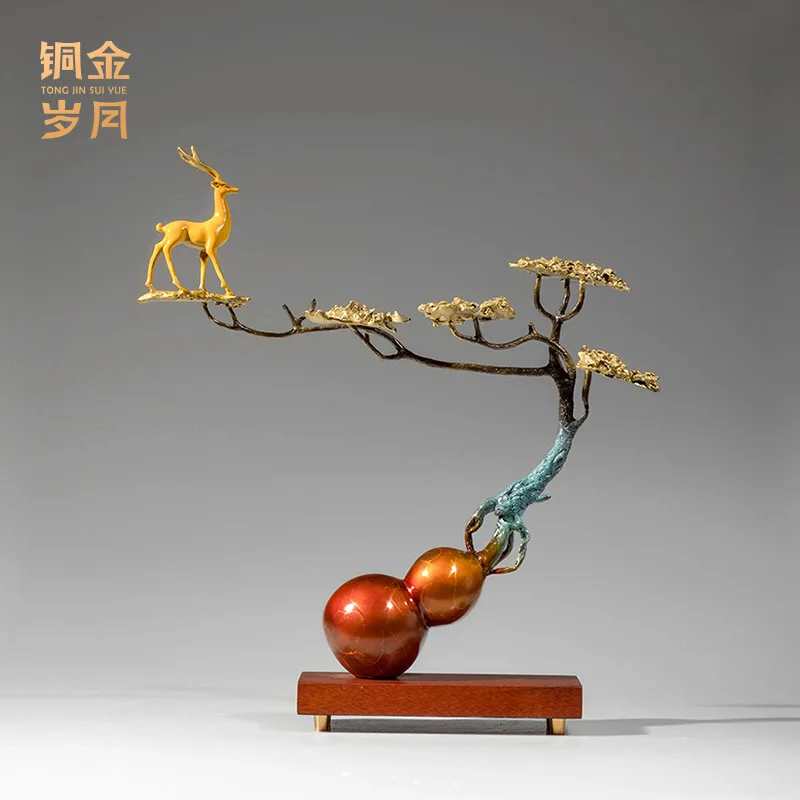 Brass gourd Fulu copperware, home ornaments, living room entrance corner decorative copperware