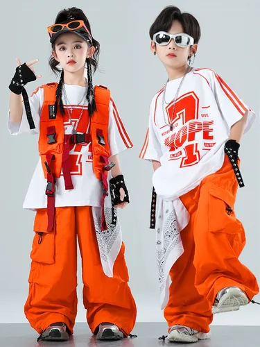Imagen 1 del producto Ropa de escenario para niños, conjunto de batería para niños, disfraces, trajes de actuación de baile para niñas de hip hop