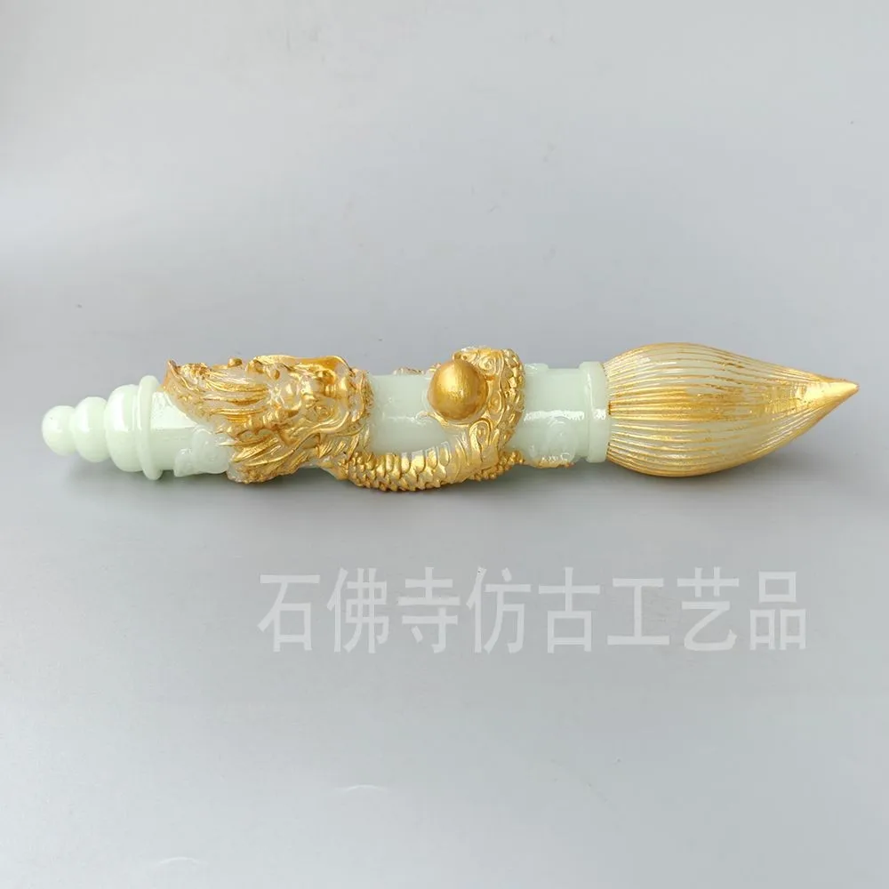 Wholesale luminous gilt dragon pattern Wenchang pen home study ornament resin brush Wenchang pen office gift ornament