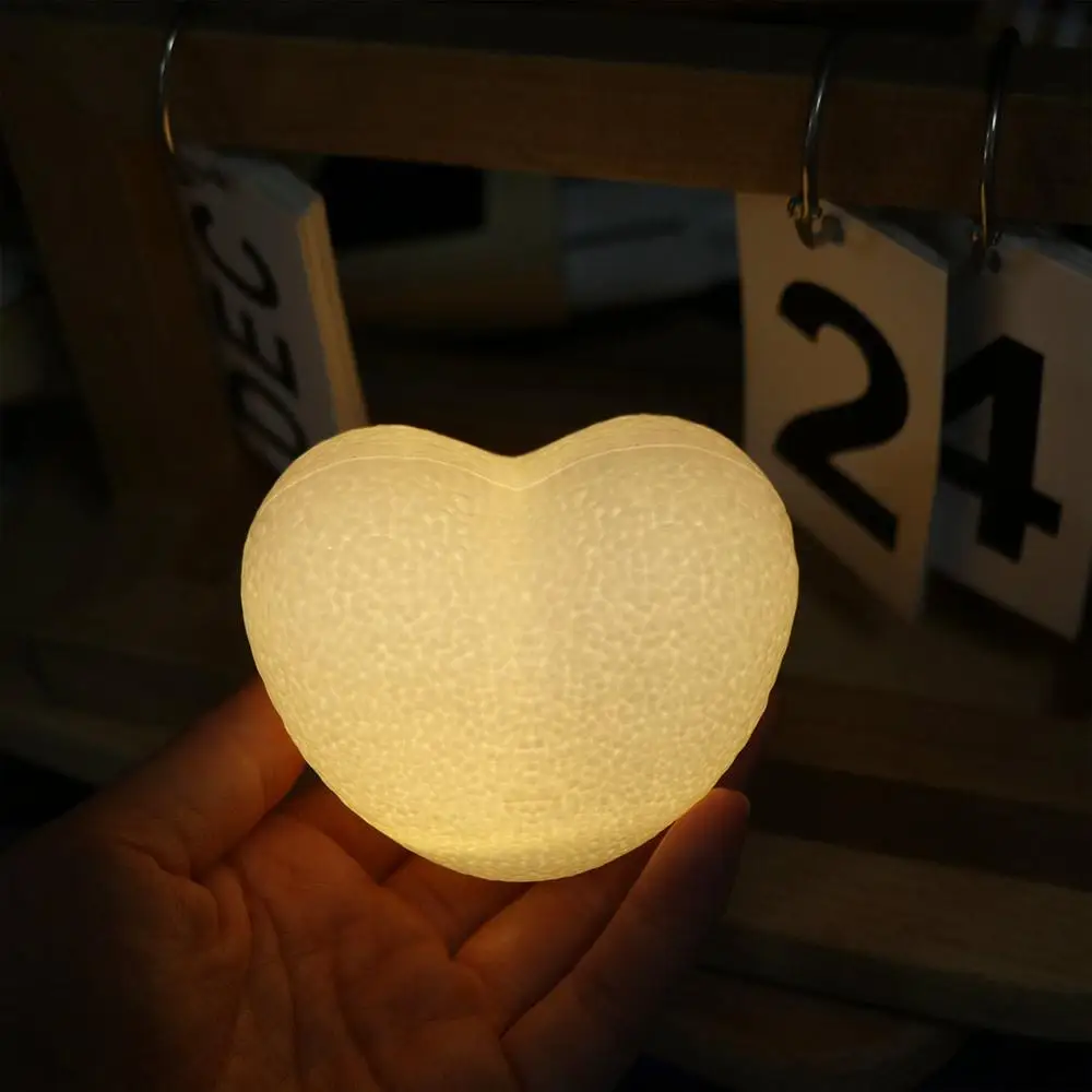 Veilleuse Tridimensionnelle en Forme d'Amour Rose Blanc, Luminaire Décoratif d'Ambiance en Forme de Cœur, Idéal pour la Journée de Léon