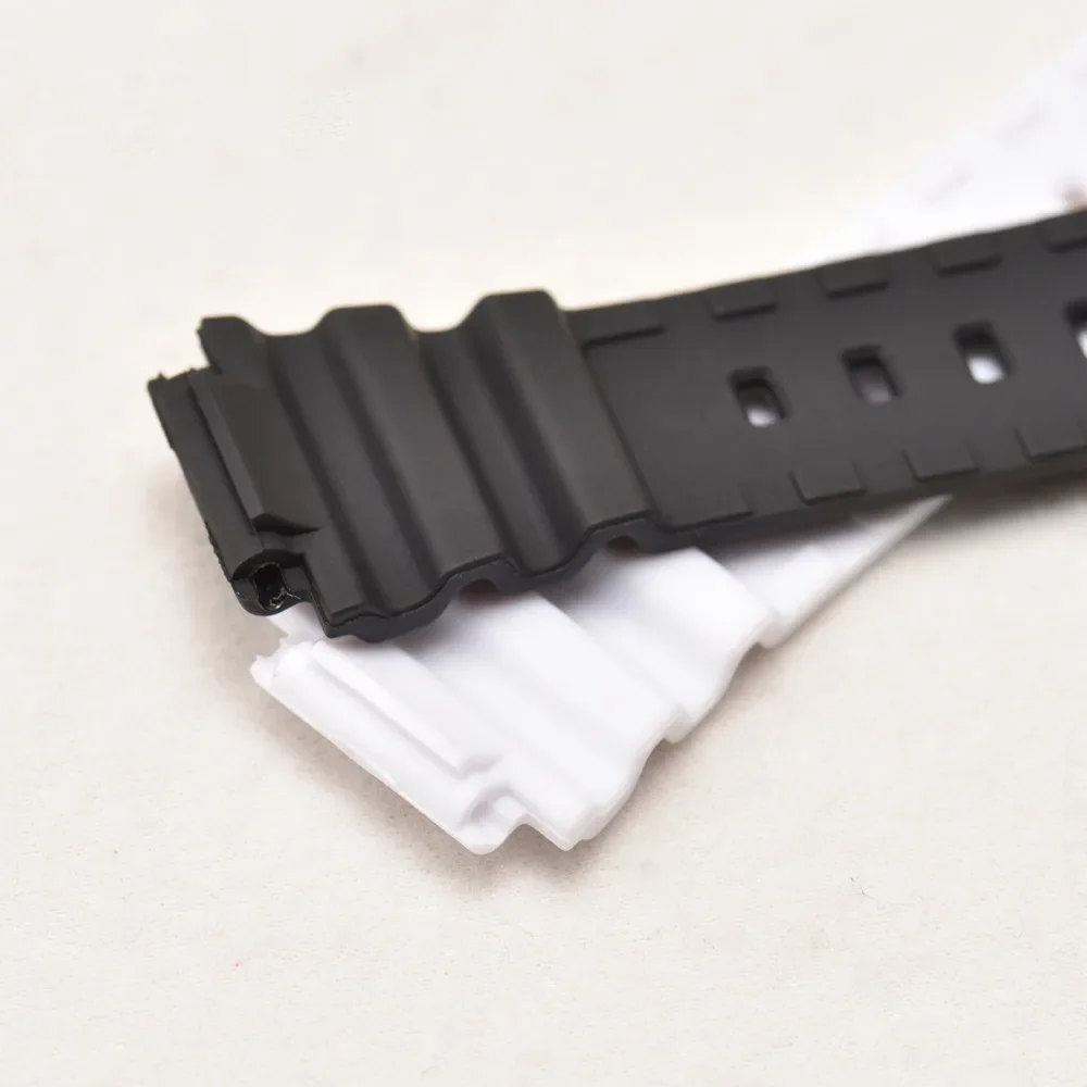 Strap for Casio MRW-200H Black White Men Resin Watch Band Sport Waterproof Silicone Pin Buckle Wrist Bracelet Accessories 18mm