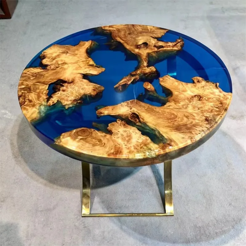 Product Live edge Epoxy Round Side Table Home Coffee & Center Table Living Room Epoxy Resin Table