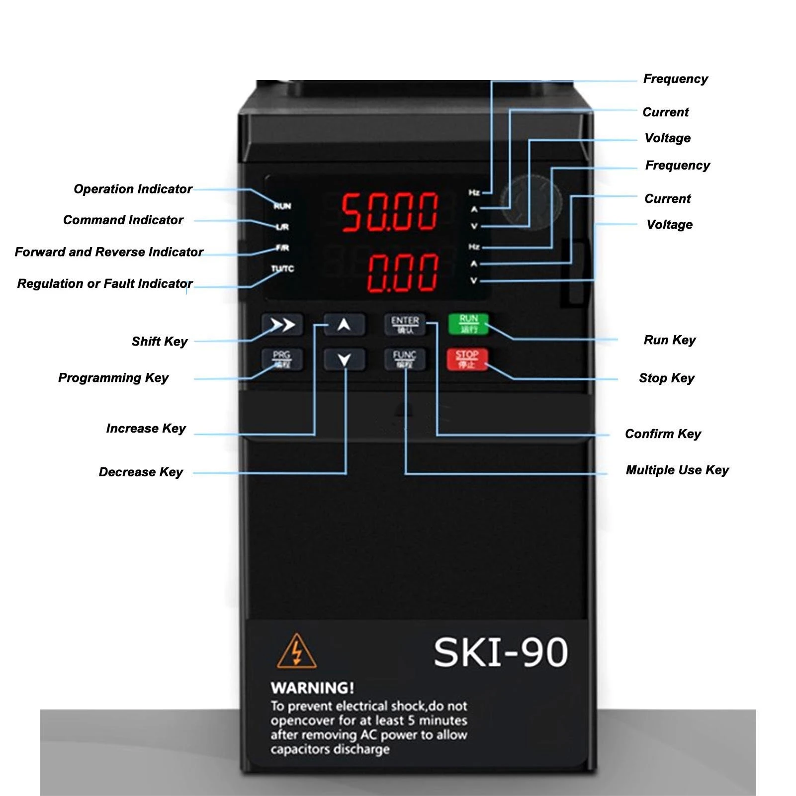Variable Frequency Drive 7.5KW Vector Inverter Motor Speed Converter 3PH AC380V Input AC0‑380V Output