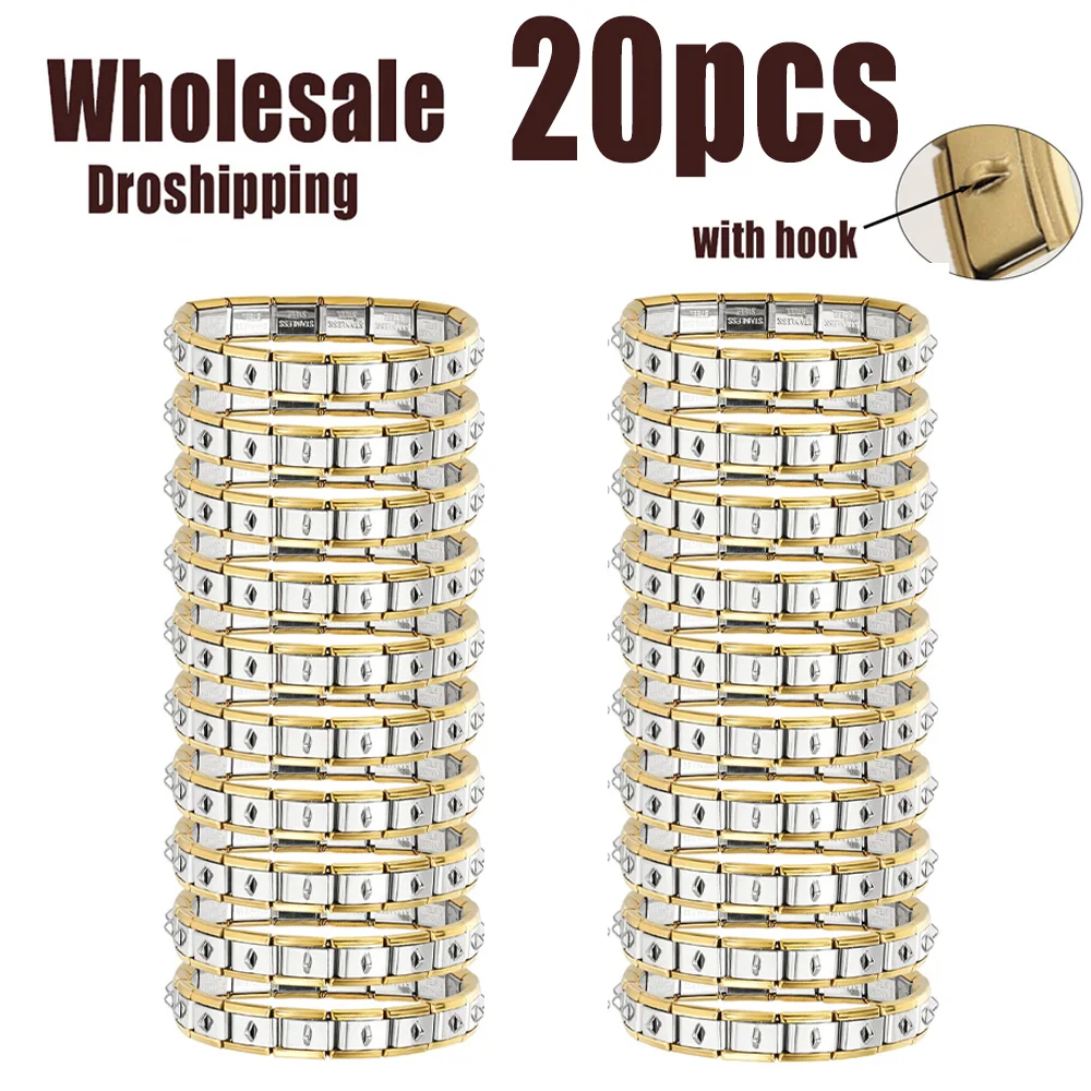 

Multifunctional Hanging Italian Charm Link 20pcs/lot Wholesale 9mm Stainless Steel Bracelet with Hook DIY Jewelry Dropshipping