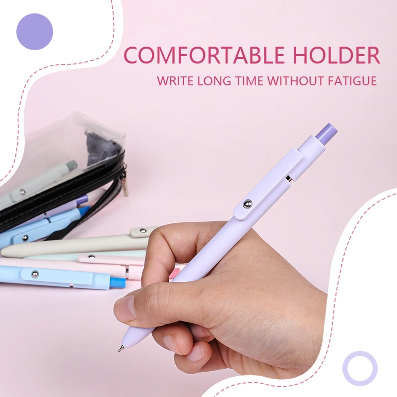 5PCS Boxed IG Style Simple Geometric Click Gel Pens 0.5mm Creative Clip Balanced Quick-Dry Black Comfort Smooth Writing