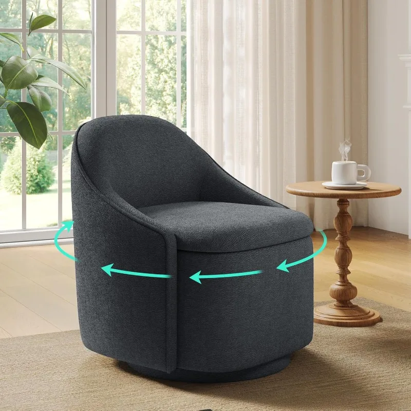 

POPULAR.Swivel Accent Chair with Storage Comfy Chenille Chairs, Small 360 Swivel Modern Armchair for Living Room Be