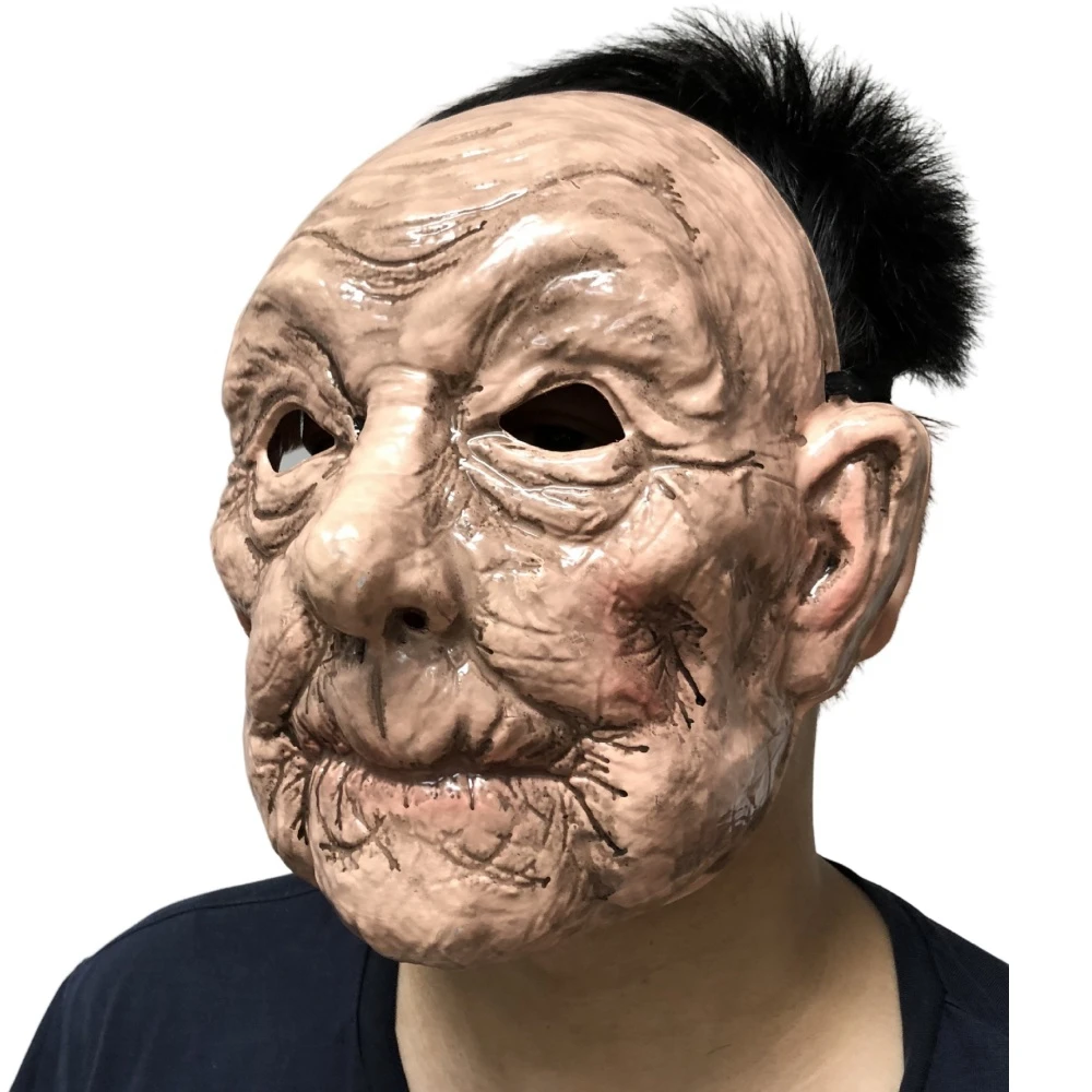 New Arrival Elderly Woman Man Mask Halloween Party Wrinkle Half Face Masks Grandpa/Grandma PVC Helmet Party Costume party Props