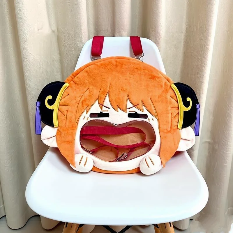 Gintama Leader Pvc Transparent Big Mouth Anime Itabag Jewelry Badge Storage Display Bag Outdoor Display Backpack Fandom Gifts
