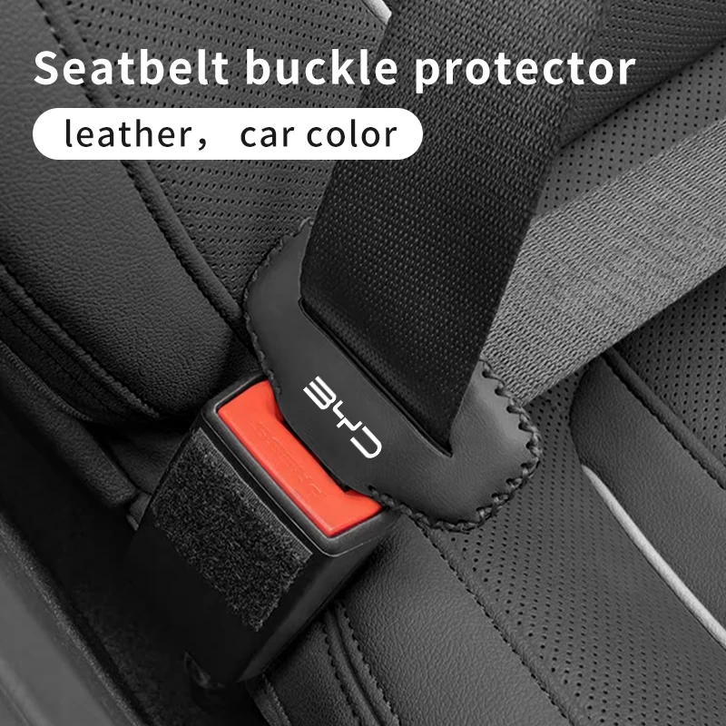 Car Safety Belt Buckle Cover PU Auto Seatbelt Protective Case For BYD Atto 3 Act Tang F3 E6 Yuan Song Plus EV F0 Qin Han Dolphin