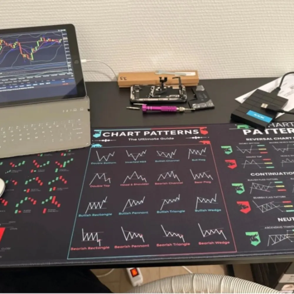 Stock Market Chart Pattern Gamer Mousepad Game Speed Mouse Mat XXL Mouse Pad Desk Mat Gaming Carpet Keyboard Pads 90x40cm