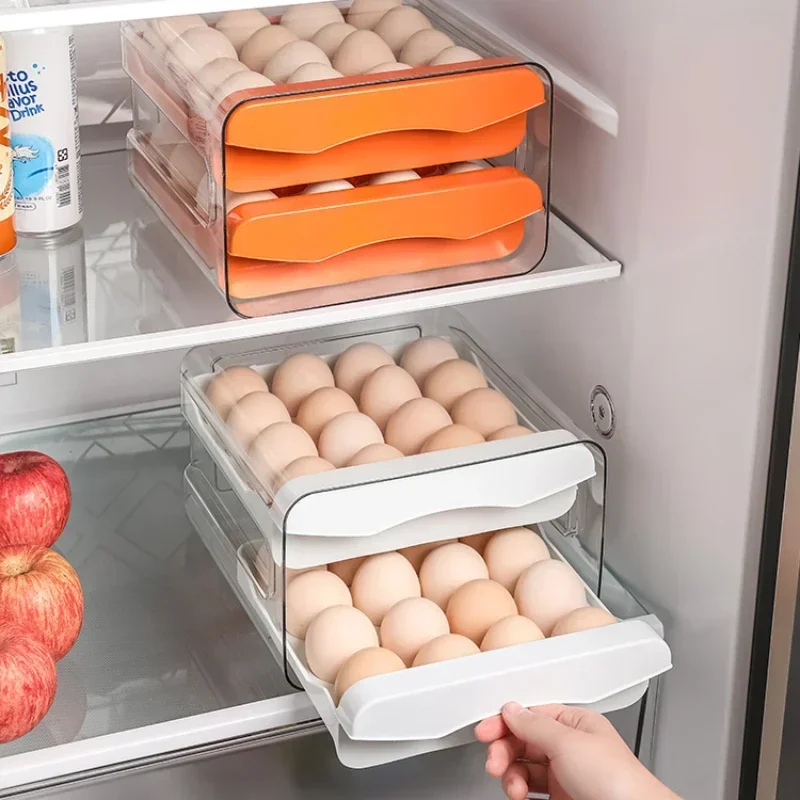 Double-Layer Egg Storage Box Drawer-Type Egg Box in Domestic Kitchen Put in The Refrigerator Store 32 Pieces Kitchen Organizer