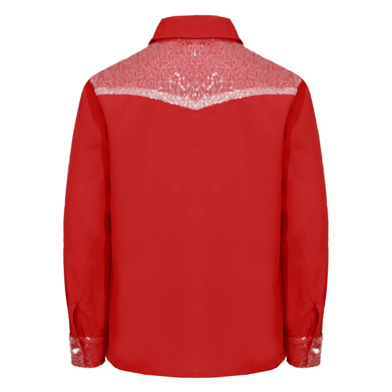 Kids Girls Western Cowgirl Costume Lapel Long Sleeves Button-down Shirt Shiny Sequins Fringe Shirt Dress Up Halloween Costume