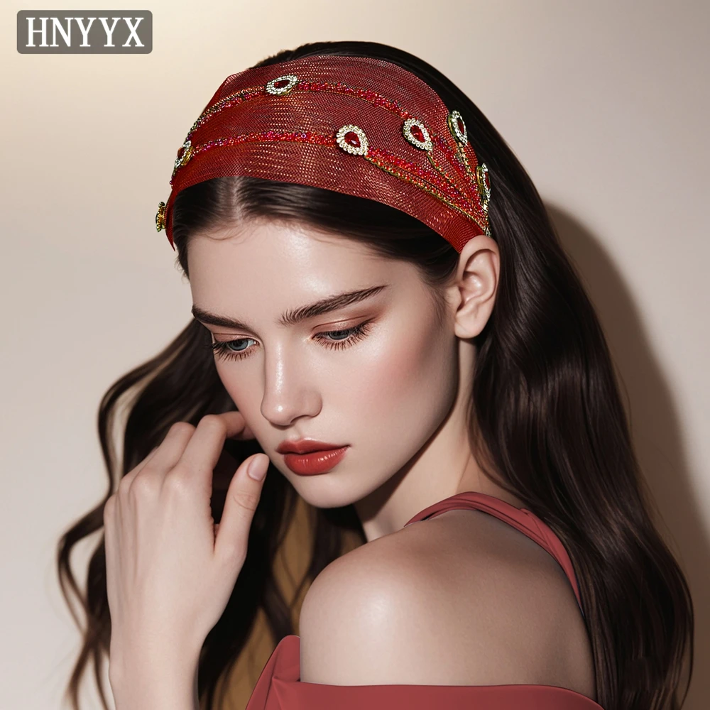 

HNYYX Crystal Headband With Red Rhinestone Hair Accessories Fashion Hollow Out Women'S Party Birthday Hair Accessories A149