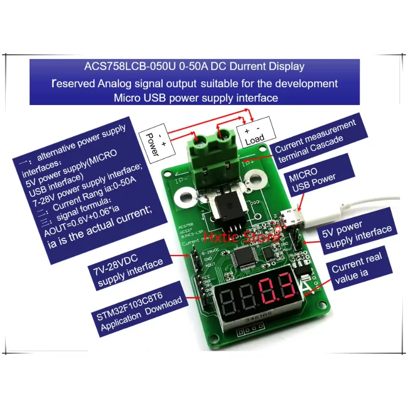 Nouveau 1 pièces/uno ACS758LCB-050U ACS758LCB 050U ACS758 0-50A DC compteur d'affichage courant
