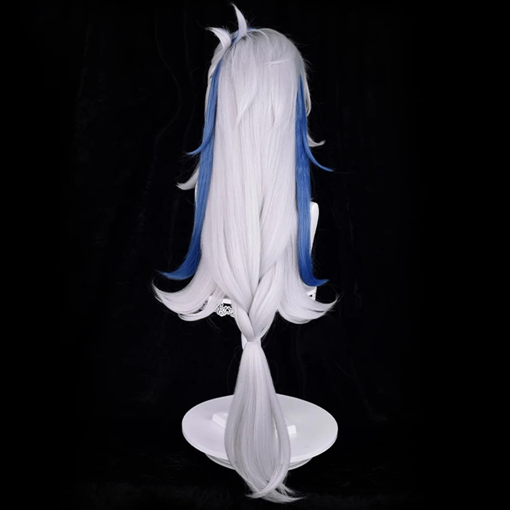 RANYU Genshin Impact Fontaine Neuvillette Wigs Synthetic Long Straight White Blue Game Cosplay Hair Wig for Daily Party