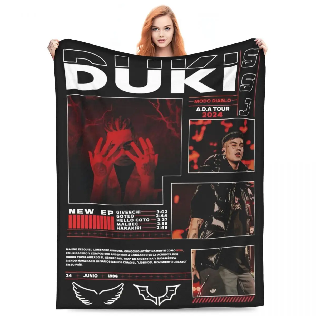 

DUKI Hip Hop Rapper Fleece Throw Blanket Blanket for Bed Bedroom Ultra-Soft Plush Thin Quilt