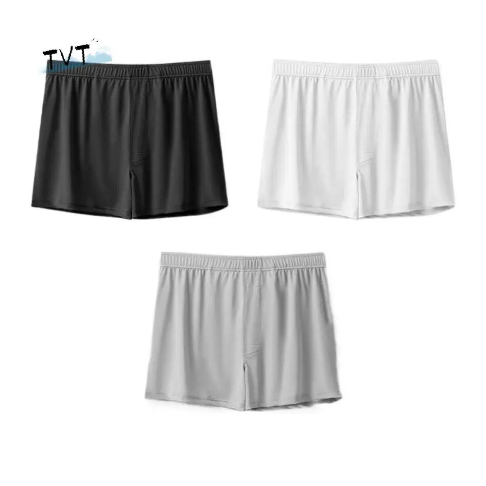 

3Pcs Comfortable Ice Silk Men's Flat Panties Large Size Seamless Thin Boxers Shorts Underpants Mid Waist Men's Underwear Gifts
