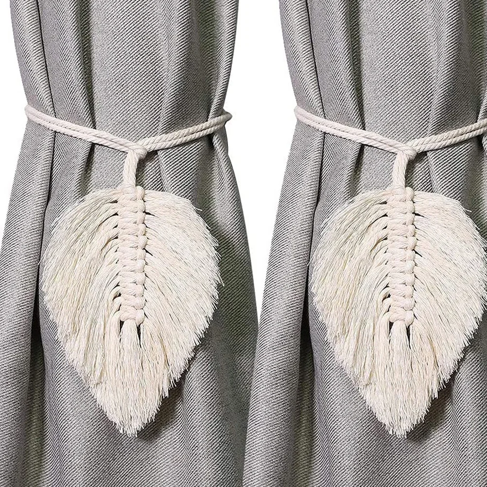 

2pcs Woven Leaf Shape Drapes Window Curtain Holders Holdbacks For Home Office Window Decor Rope Drapes Curtain Ties Straps