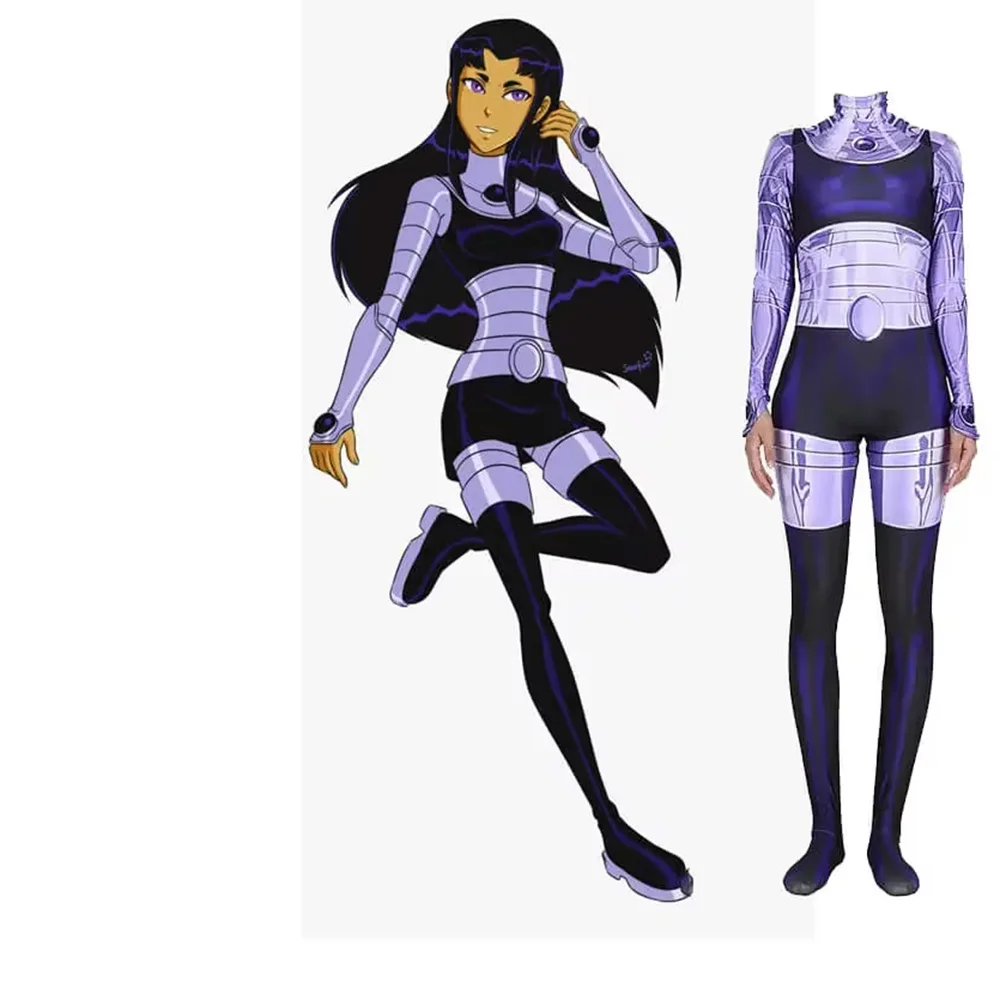 

Female YJ Halloween Woman Blackfire Superhero Cosplay Costume Lady Starfire Bodysuit Zentai Suit Adult Party Jumpsuit