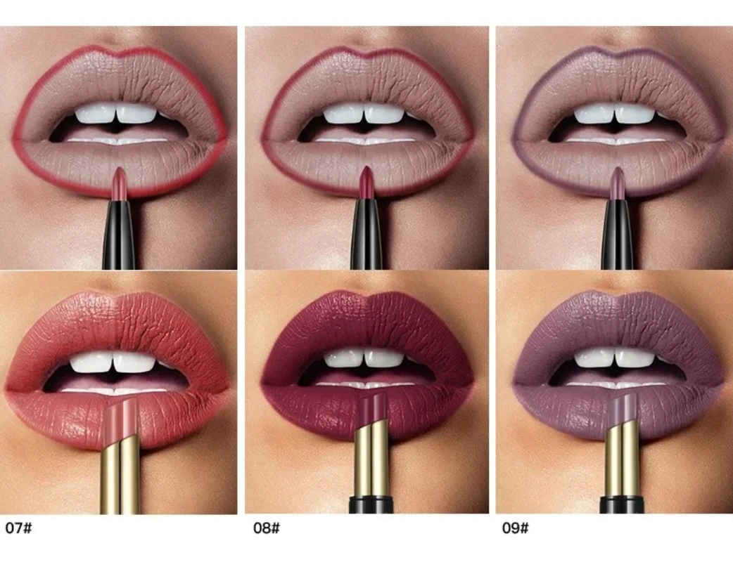 Pudaier 16 Colors Double Ended Lipstick Lip Pencil Combination Waterproof Makeup Long Lasting Beauty Half Matte Lip Stick - Image 5