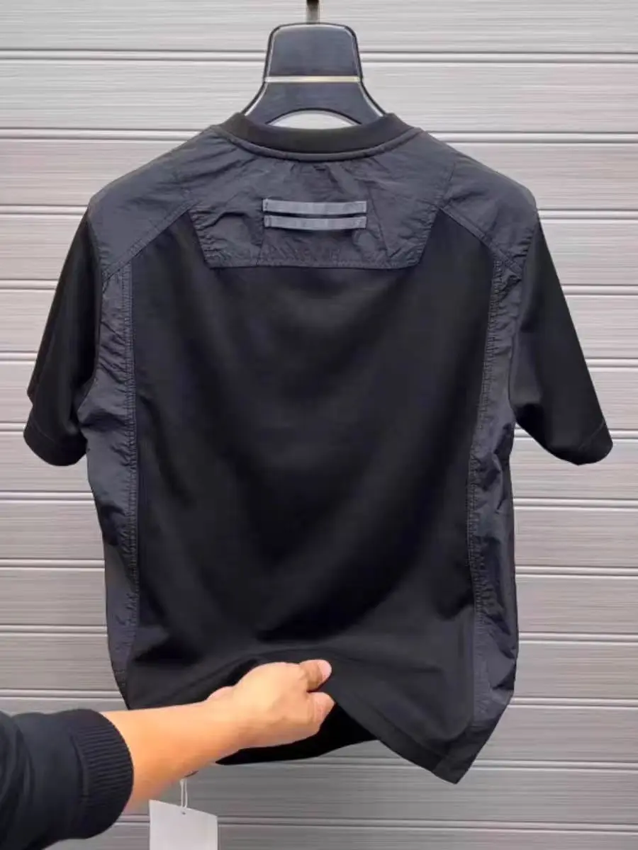 Summer New Style Men's Slim Fit Short Sleeve T-Shirt round Neck Embroidered Letter Fashionable Versatile Half Sleeve Top