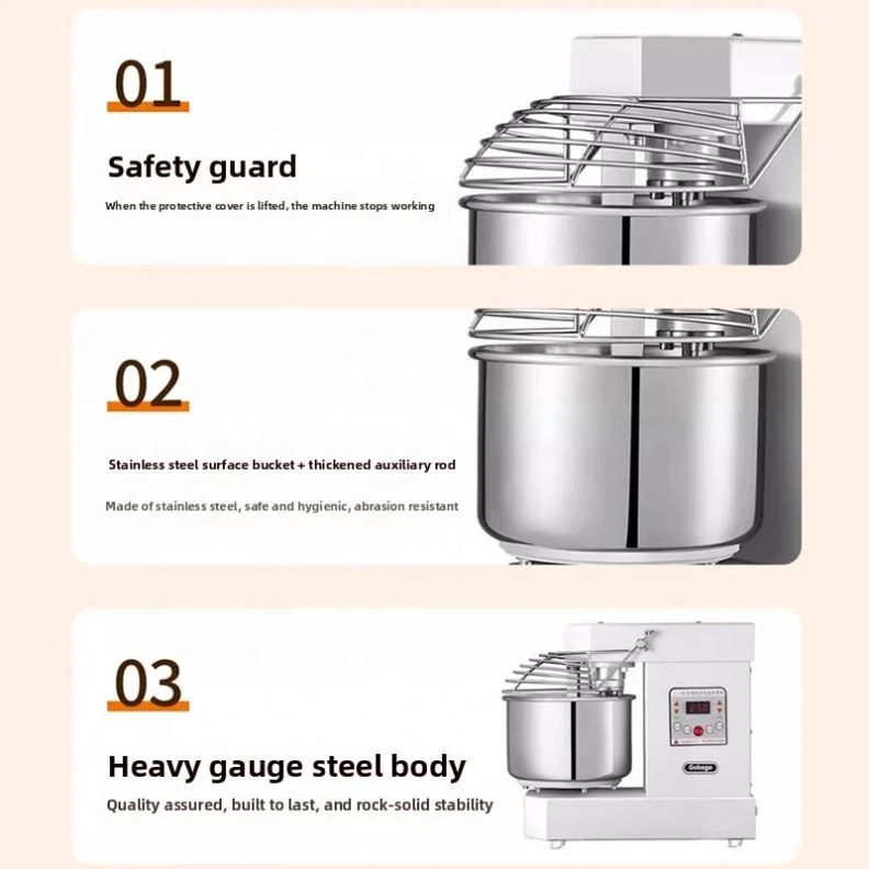 Model 002 Double-speed Double-action Milk Mixer Commercial 10/15/25 kg 304 Stainless Steel Bowl Electric High