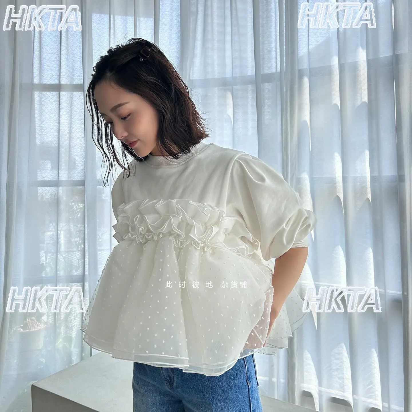 เสื้อฮู้ดสไตล์ญี่ปุ่นทรงหลวมลำลองลายจุดผ้าซีทรูแบบต่อผ้า เสื้อแจ็คเก็ตสเวตเชิ้ตใหม่ประจำปี 2025 เสื้อผ้าผู้หญิงสำหรับฤดูใบไม้ร่วงและฤดูหนาว