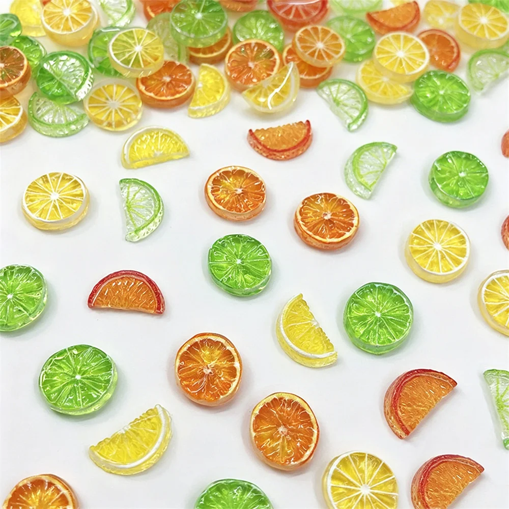 30Pcs Mixed Color Realistic Lemon Orange Lime Slice Nail Charms 3D Resin Lemon Fruit Nail Decoration Summer Fruit Nail Supplies1