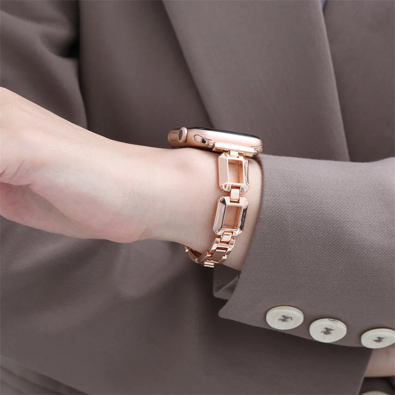 Металлический браслет для Apple Watch, браслет из нержавеющей стали для iWatch 7 6 SE 5 3 2, 41 мм 45 мм 40 мм 44 мм 38 мм 42 мм