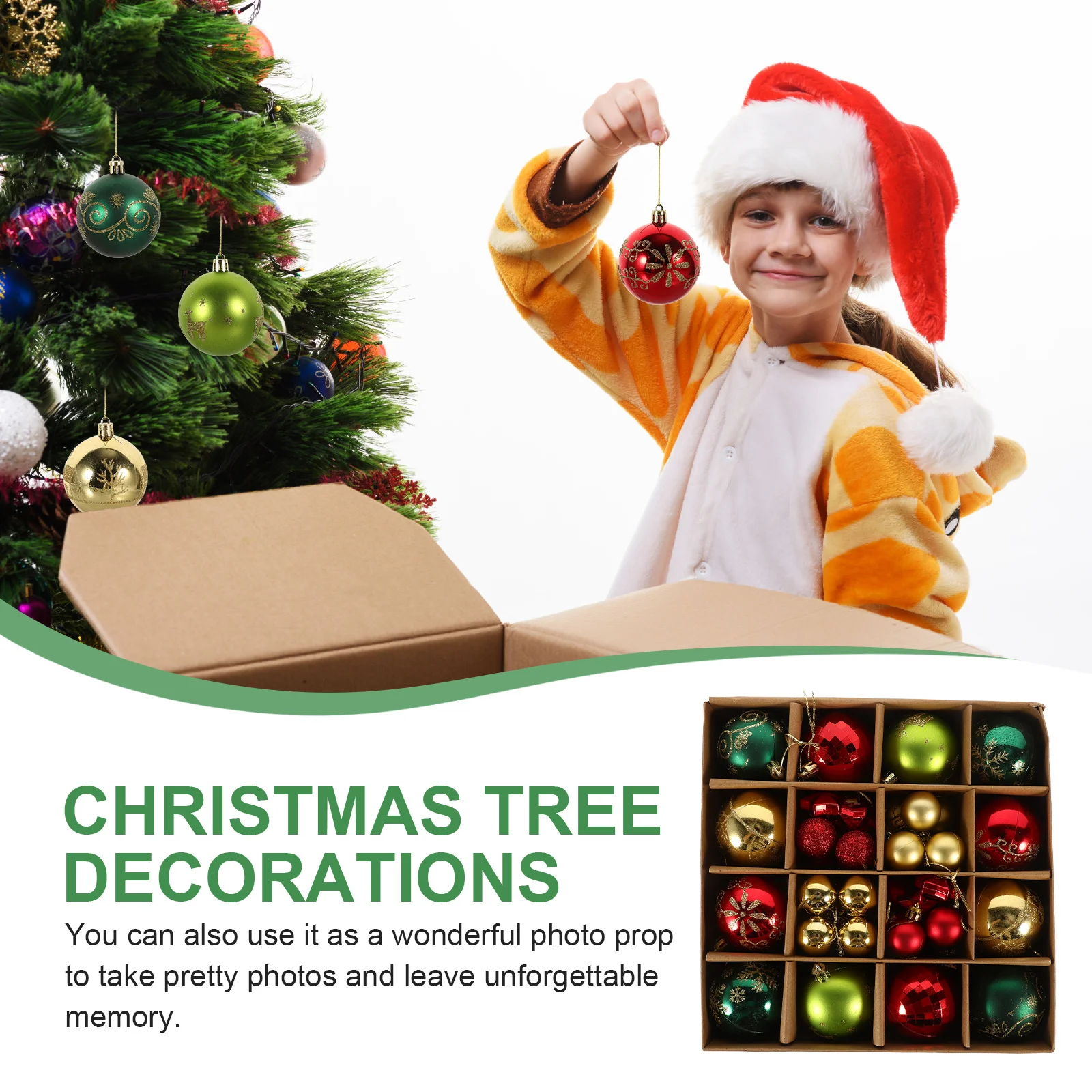 

44Pcs Christmas Balls Hanging Decorations Plastic Xmas Tree Ornaments Reusable Festive Party Supplies Decorative Christmas Balls