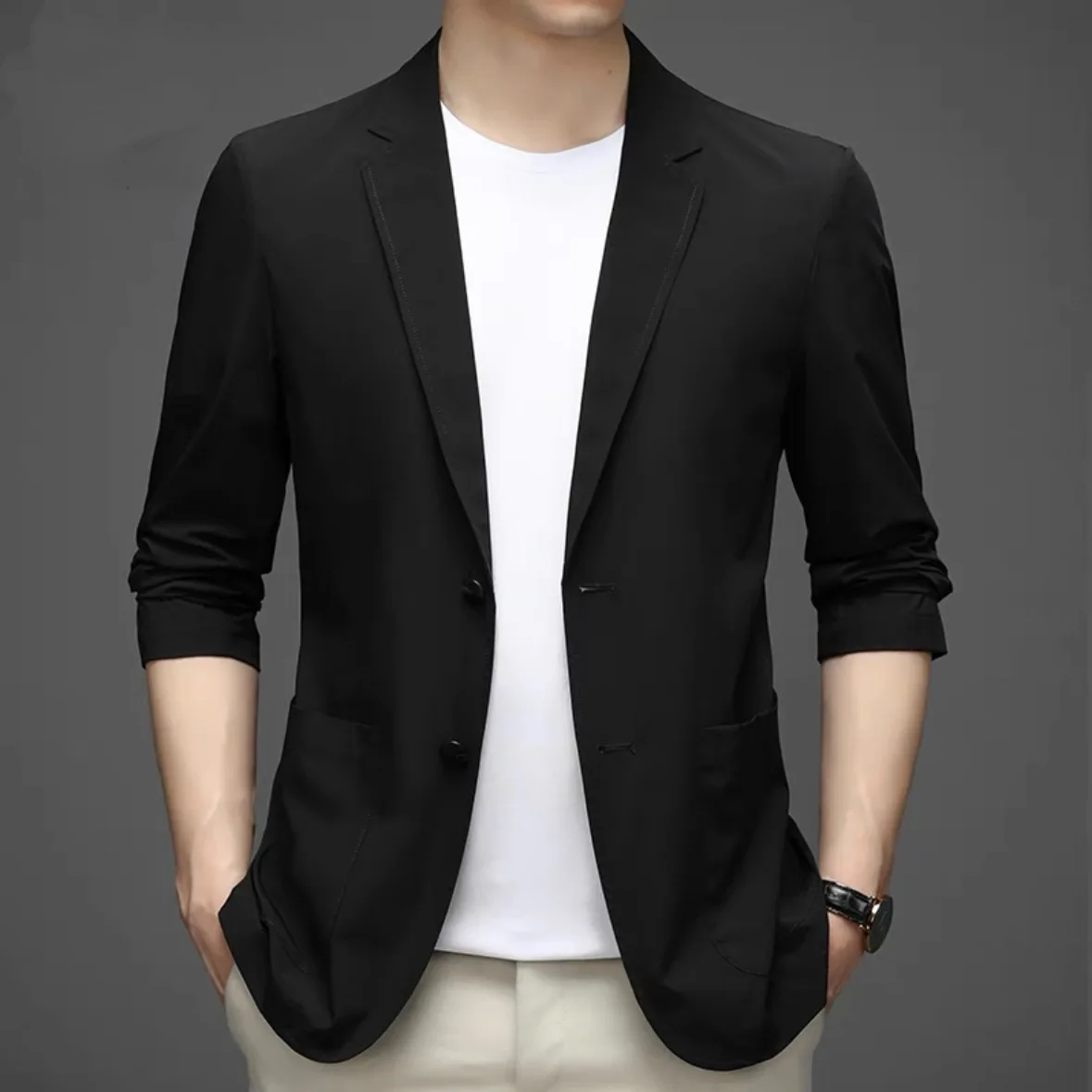 

5634-R-Customized suit V-neck white slim Customized suit