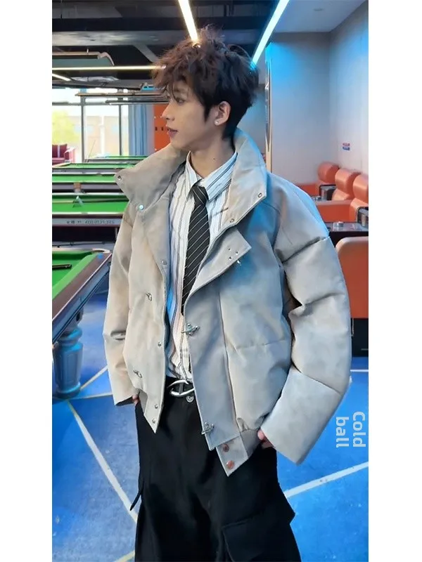 

Мужская хлопковая куртка с воротником-стойкой в самолете, водонепроницаемое зимнее пальто из искусственной кожи с матовой поверхностью, теплое Thiened Lo...